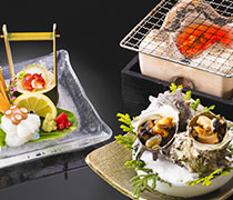 夏の味三昧(サザエのつぼ焼き・赤西貝・岩蛸洗い)
